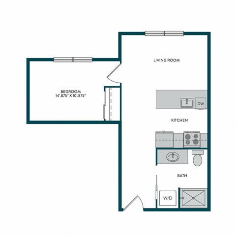 Aspire11 Apartments in Tacoma, Washington Open 1x1 Floor Plan